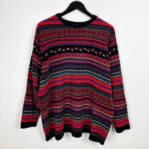 Classic Elements Woman Vintage Colorful Striped Sweater Size 1X